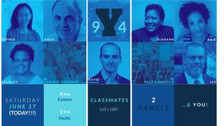 Graphic: Yale College Class of 1994 - Race and Covid Panels. Created by Michelle Hlubinka