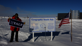 Faustin Carter PhD ’15 at the South Pole