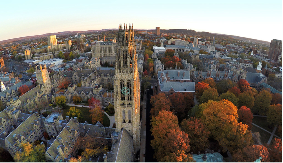 Aerial view of Harkness and New Haven