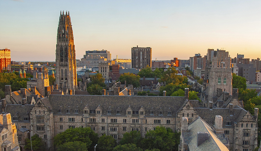 An aerial view of campus