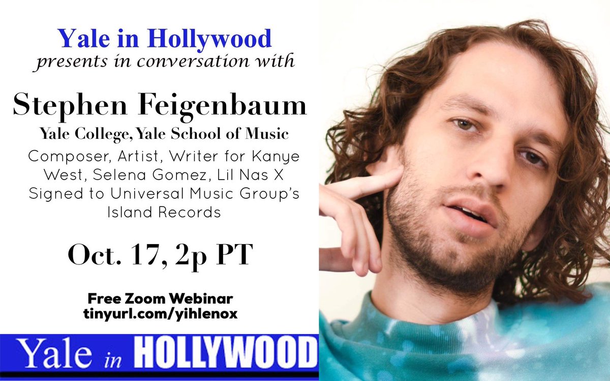 Graphic for webinar, "Yale in Hollywood Conversation: Johan Lenox, Composer, Artist"