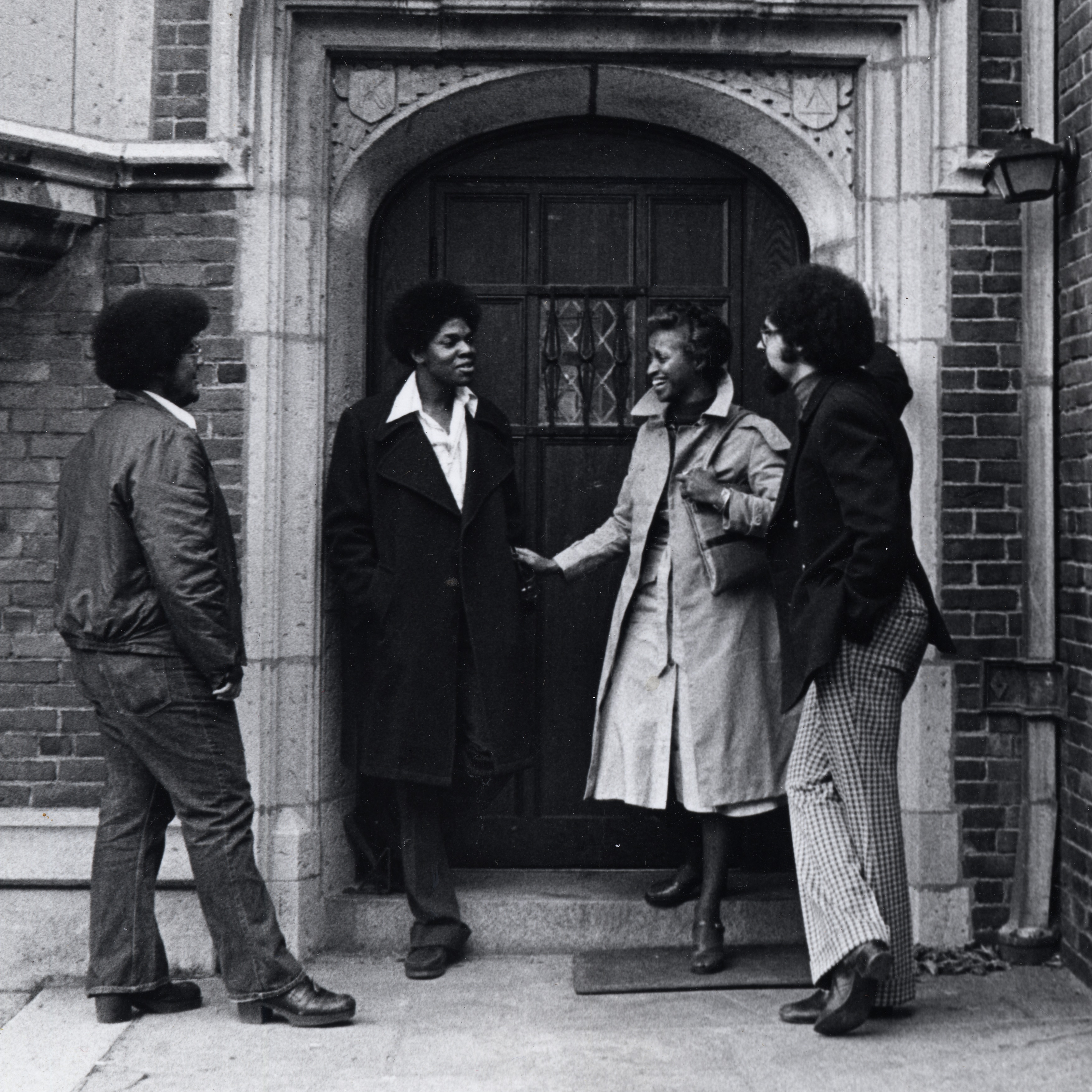 Throwback photo of African-American men in a Yale doorway