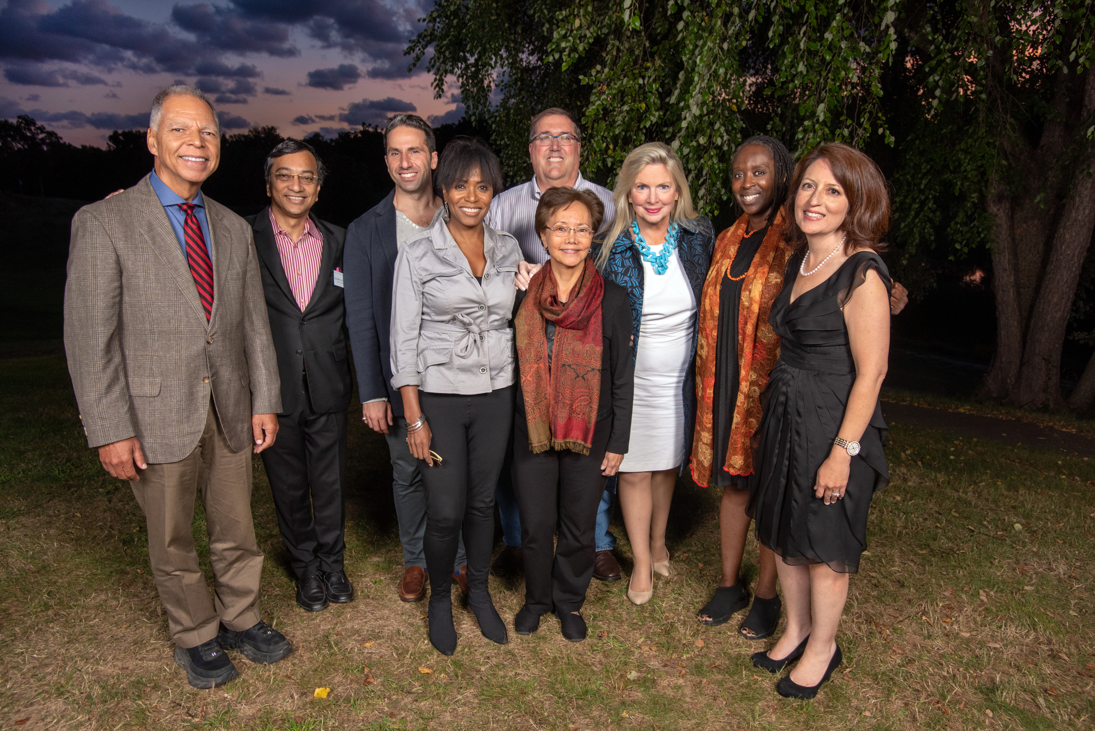 New executive committee members Paul Bosco ’84 MS (center, back row) and Jennifer Madar ’88 and Wendy Maldonado D’Amico ’93 (far right) with the members of their board class in a photo taken in Fall 2019.