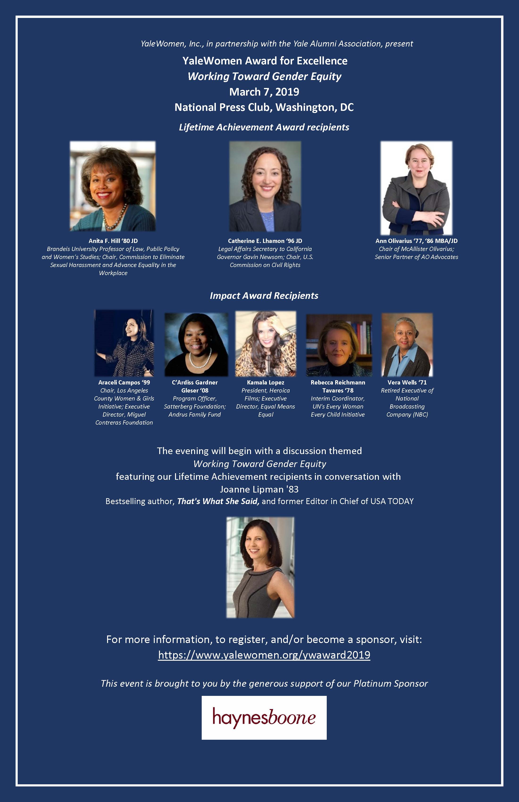 YaleWomen Award for Excellence 2019