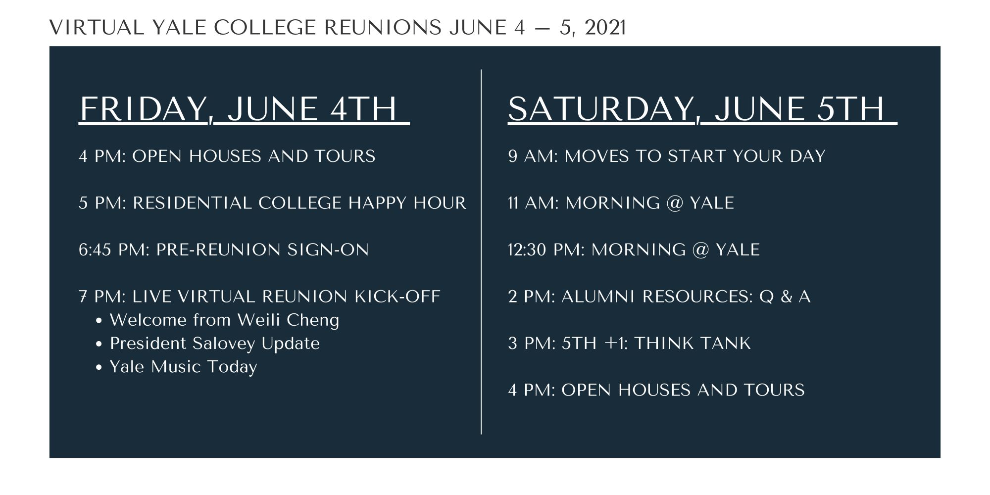 2016 virtual reunion schedule