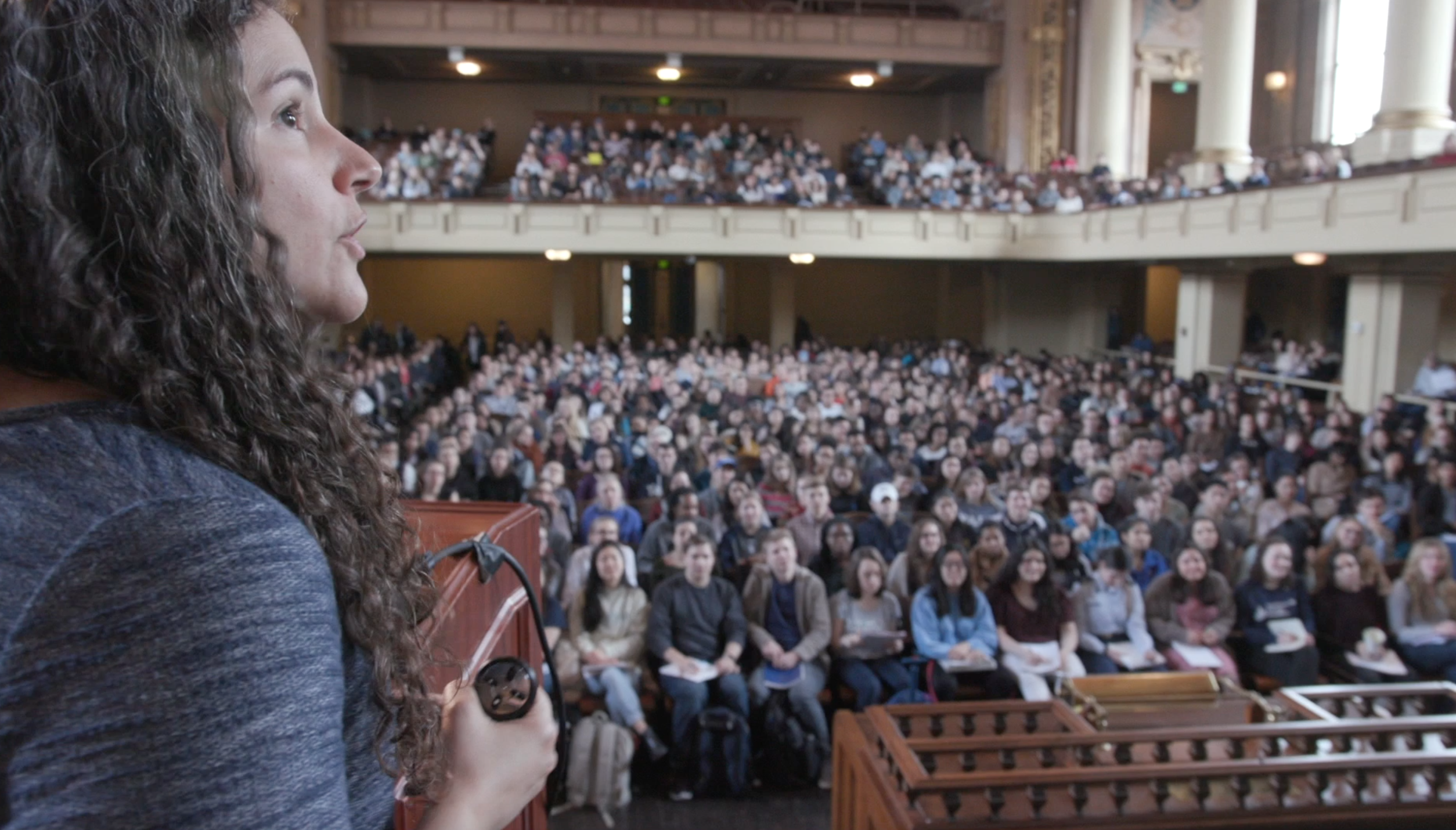 Laurie Santos teaches her class on happiness.