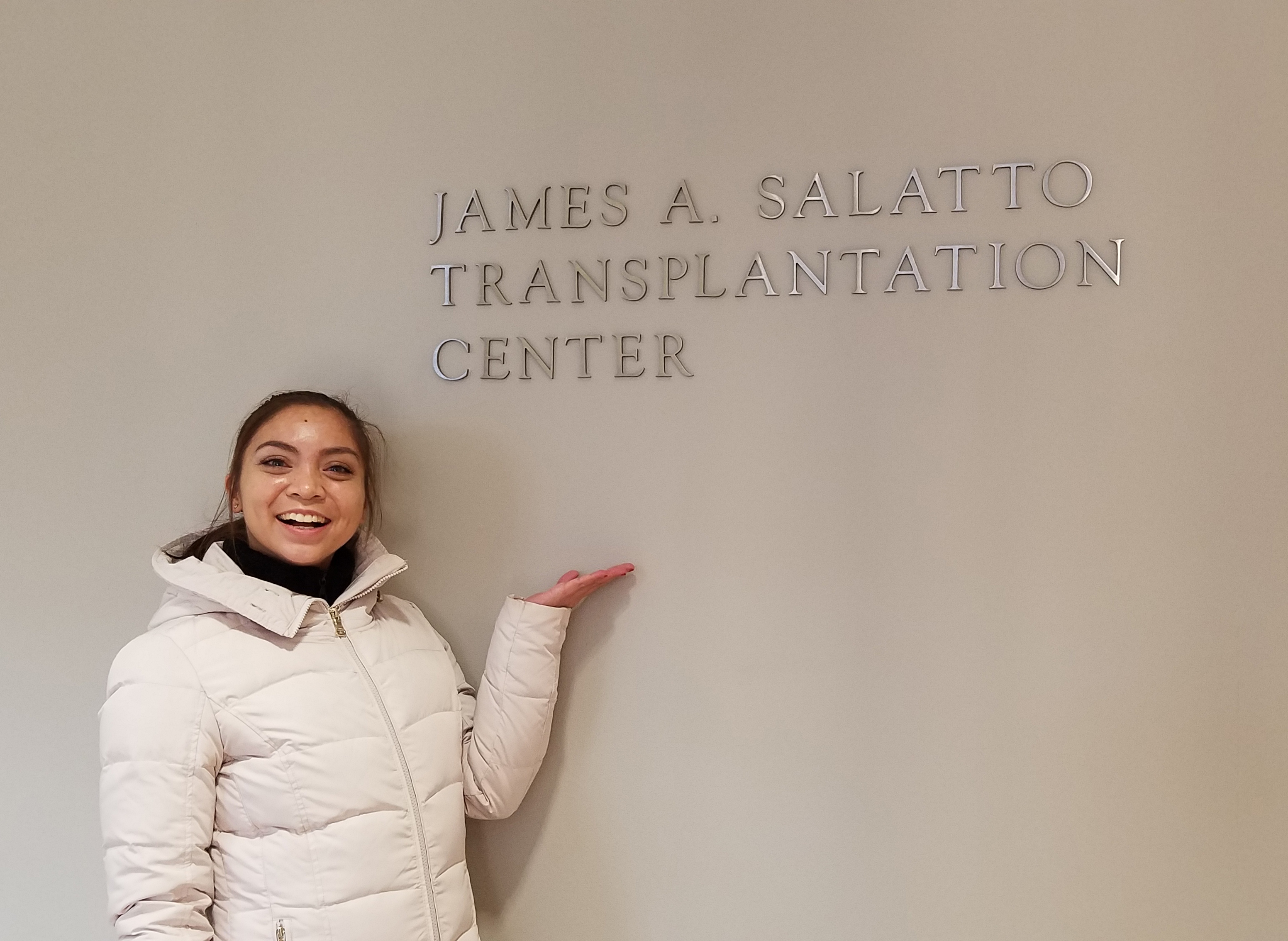 Melia Bernal at her “second home,” the James A. Salatto Transplantation Center at Yale-New Haven Hospital.
