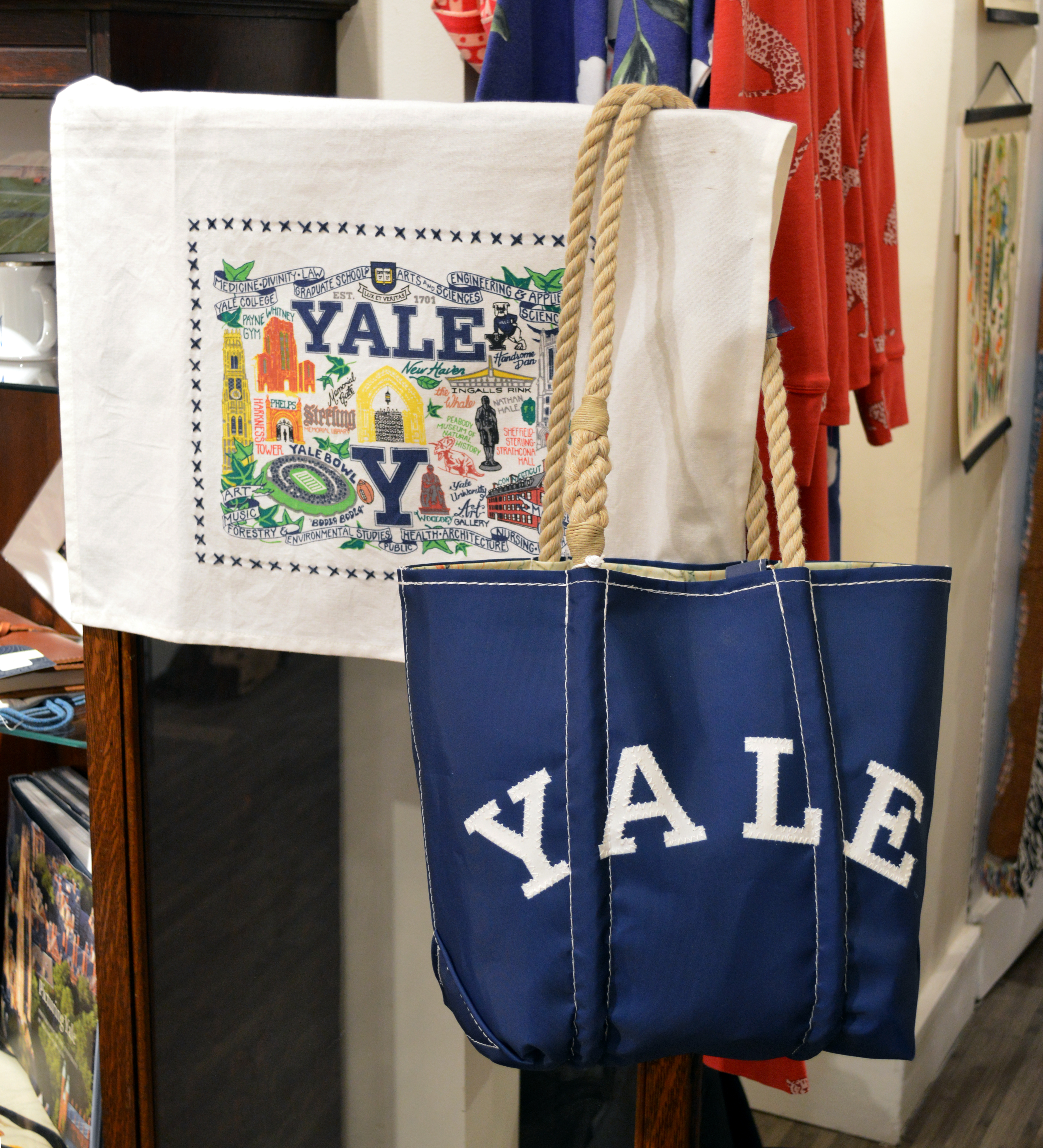 Yale tea towel and Yale sail cloth bag