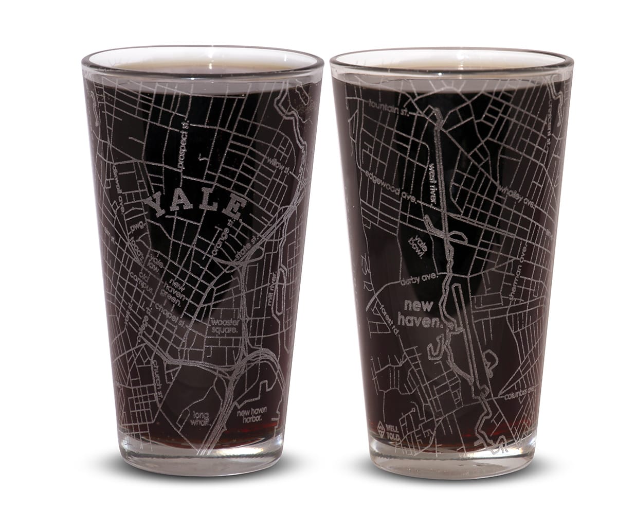 Yale etched glasses