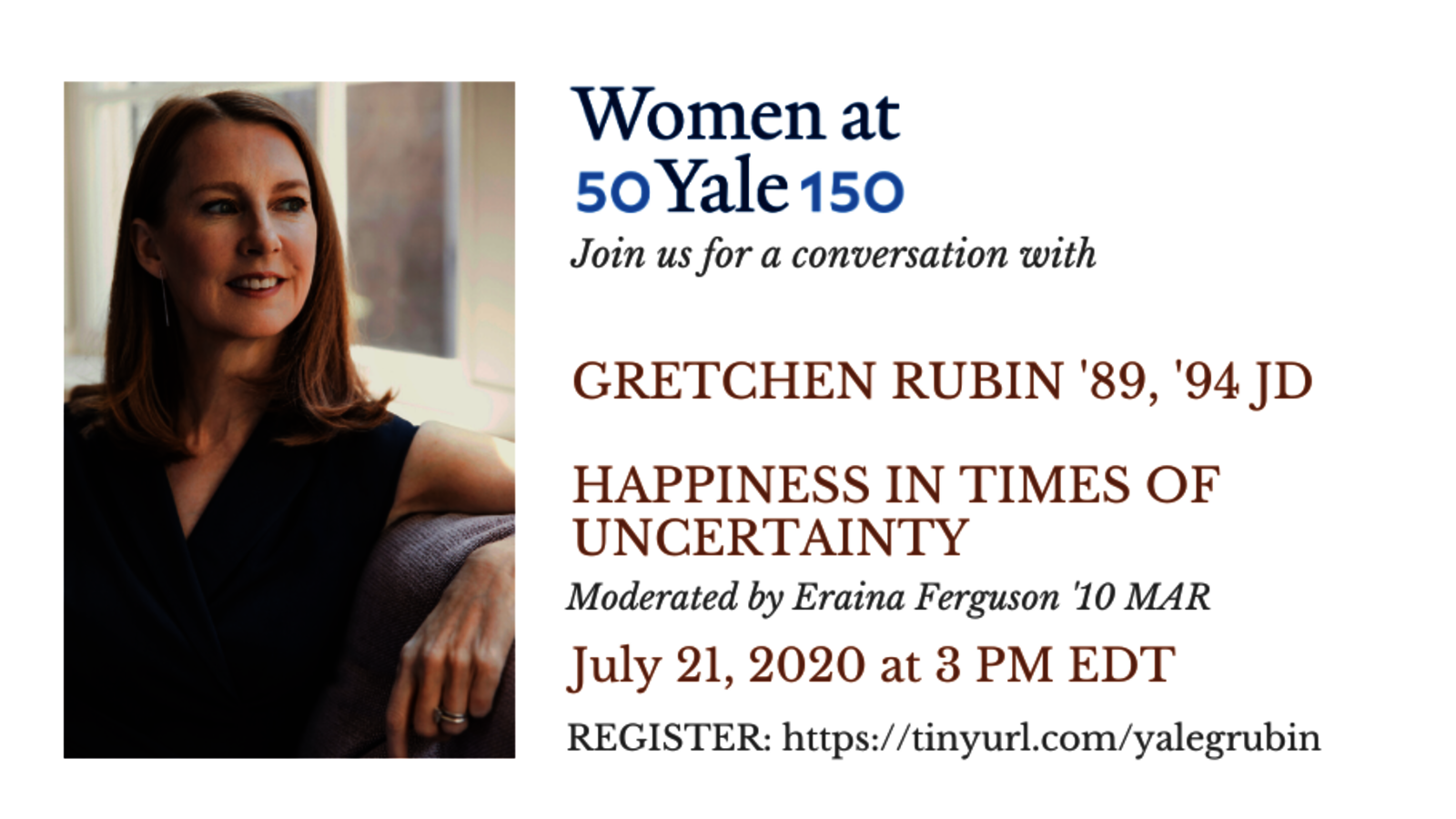 Graphic for webinar, "Gretchen Rubin: Happiness in Times of Uncertainty"
