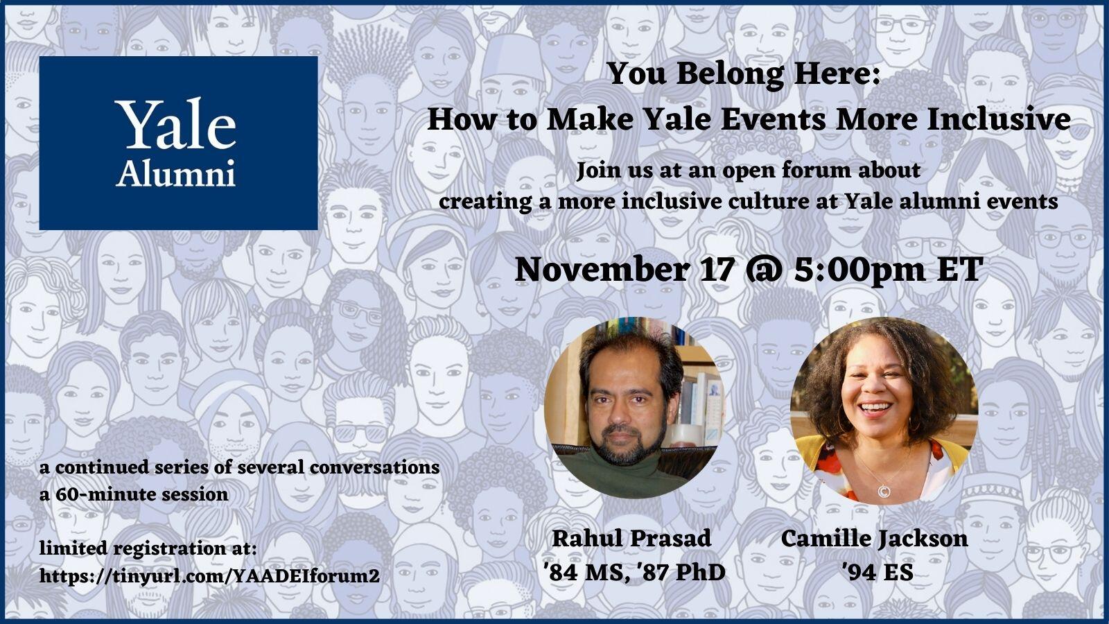 Graphic for webinar, "How to Make Yale Events More Inclusive"