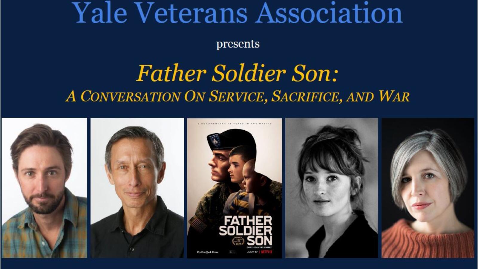 Graphic for webinar, "Father Solider Son: A Conversation on Service, Sacrifice, and War"