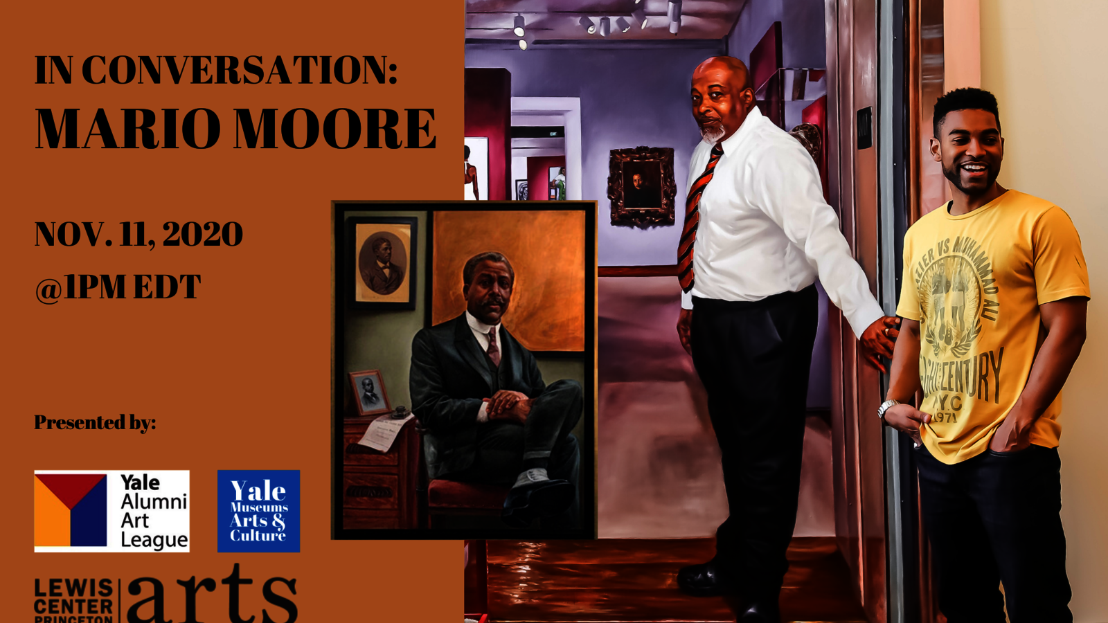 Graphic for webinar, "Artist Talk: In Conversation with Mario Moore '13 MFA"