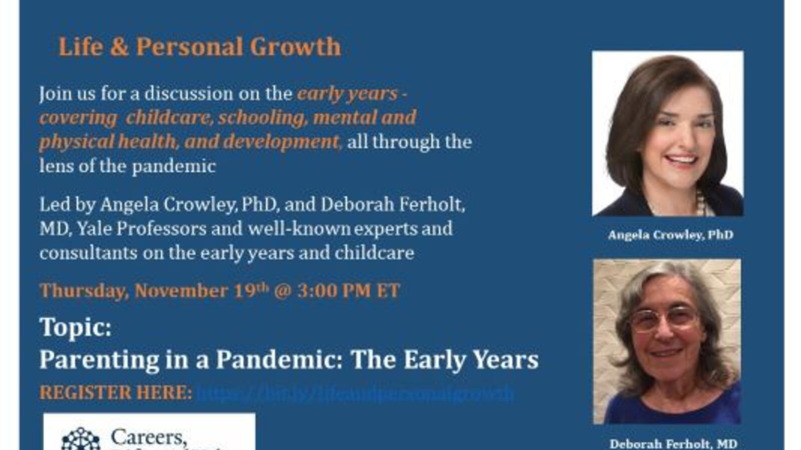 Graphic for webinar, "Parenting in a Pandemic: The Early Years"