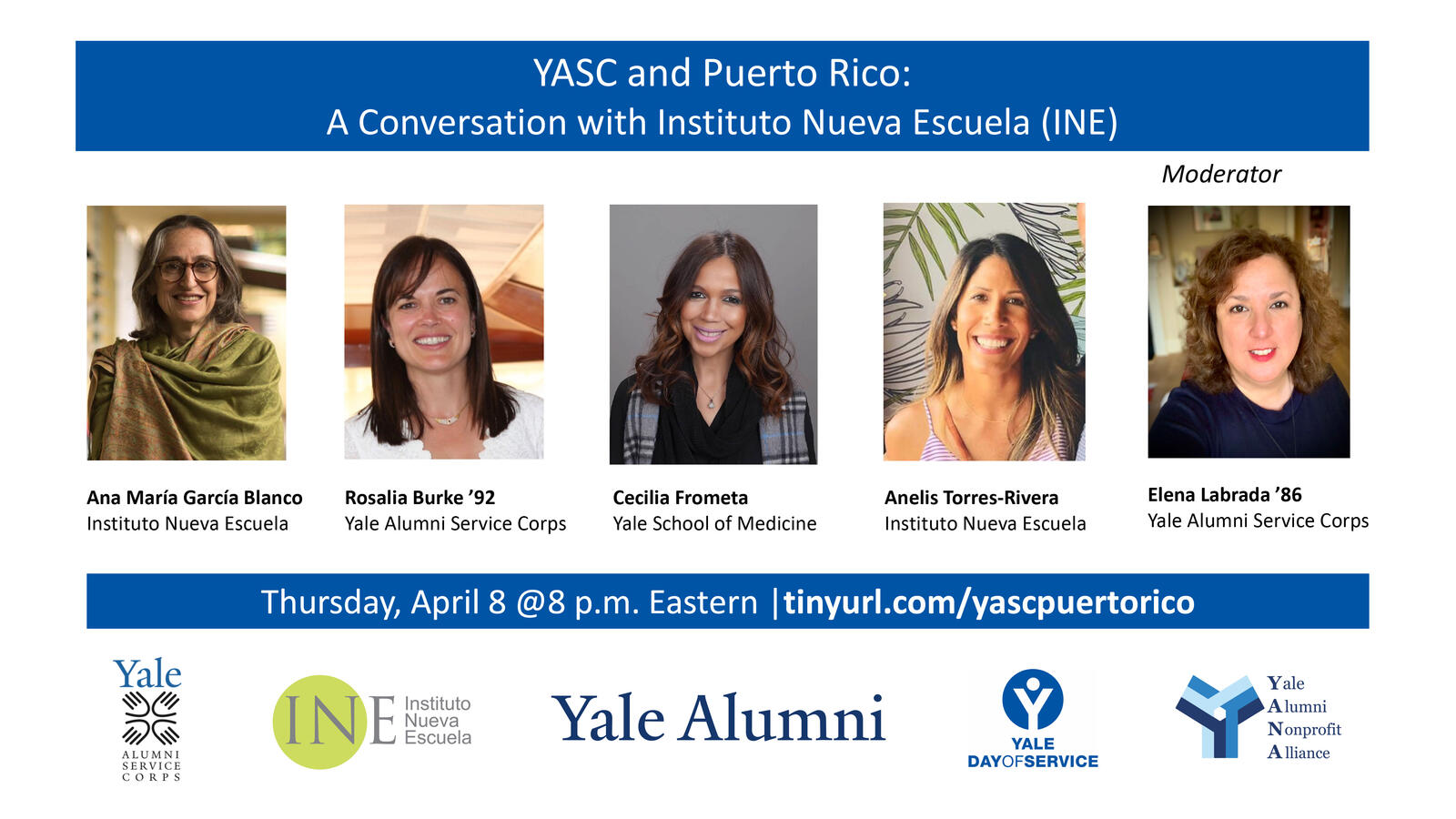 Webinar graphic, YASC in Puerto Rico: Update from Instituto Nueva Escuela (INE) 