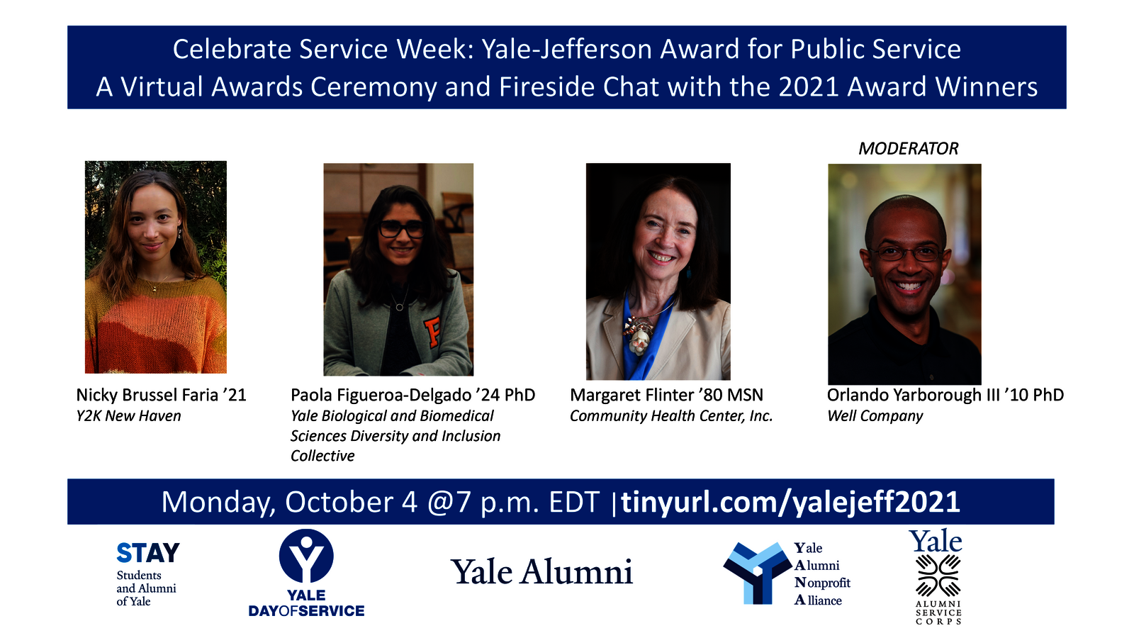 Yale-Jefferson Award for Public Service: A Virtual Awards Ceremony and Fireside Chat with the 2021 Award Recipients 