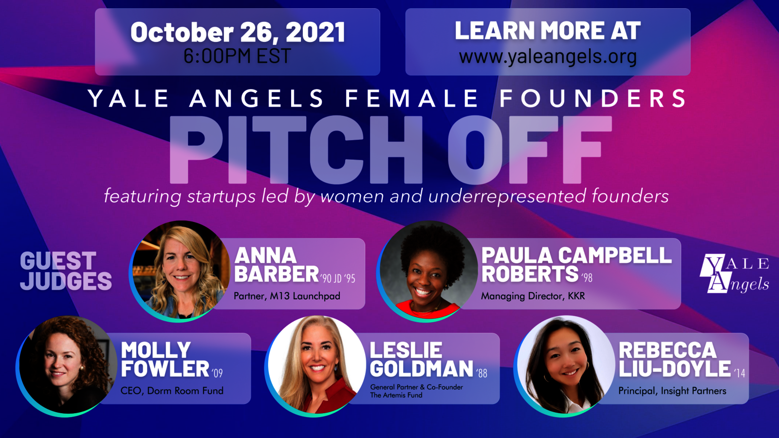 Yale Angels Pitch Off 2021: Female and Underrepresented Founders