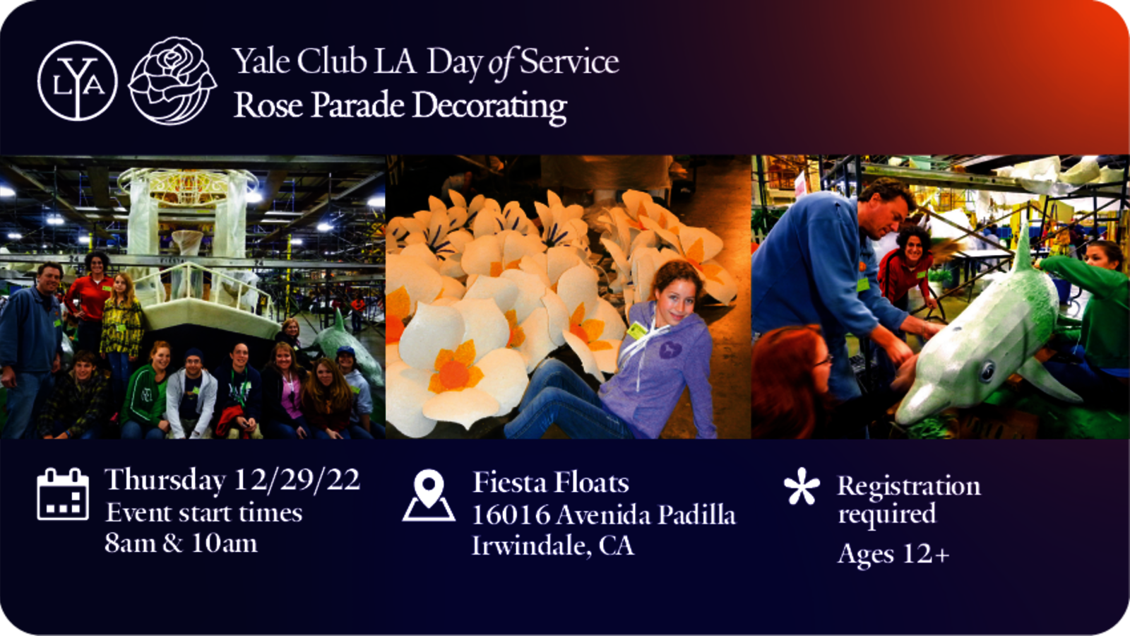 people decorating rose parade floats