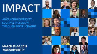 Graphic promoting the Impact conference on diversity, equity, and inclusion.
