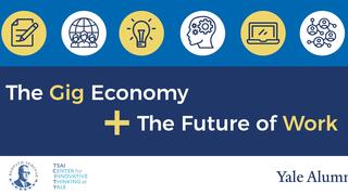 Flyer for event: The Gig Economy + The Future of Work, sponsored by TSAI City and the YAA