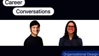 A graphic for the School of Management Career Conversations series featuring Mat Chow ’14 MBA and Katherine Cole ’19 MBA