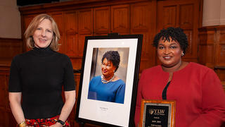 Dean Heather K. Gerken and Stacey Abrams ’99 JD, who was awarded the Yale Law Women Alumni Achievement Award.