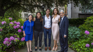 Salovey with 5th reunion chairs