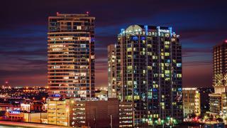 Dallas cityscape at night