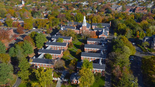 Divinity school aerial view among trees