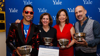 The administrators of the Yale Alumni closed Facebook Group receive their awards at the 2019 YAA Assembly and Yale Alumni Fund Convocation.
