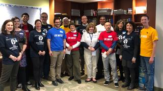 Volunteers pose during the 2020 Yale Day of Service event at United Way of Greater New Haven in March.