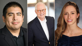 The 2020 Yale-Jefferson Award winners: Robert Fernandez ’20 PhD, Scott Morris ’80 MDiv, and Megan Sardis ’21