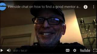 Screen capture of the Amotions fireside chat on mentoring