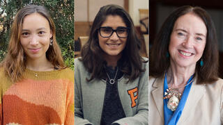 L to R: Nicky Brussel Faria ’21, Paola V. Figueroa-Delgado ’24 PhD, and Margaret Flinter ’80 MSN