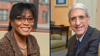 L to R: Patricia Melton ’83 and President Salovey ’86 PhD