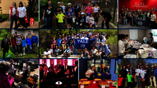 Photo collage: A group of nine images taken at service sites throughout the world during 2022 Yale Day of Service