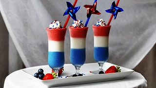 Photo of Red, white, and blue colored drinks
