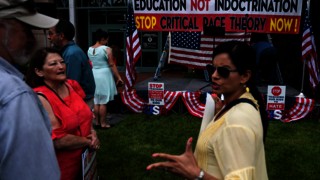 Parents at a rally in Leesburg, Virginia, in June 2021.