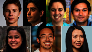 Top row, from left, Lukas Czinger, Shervin Dehmoubed, David McCullough III, and Nikhil Patel. Second row, from left, Malena Rice, Gabriel Saruhashi, and Clarey Zhu