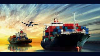 Boats carrying shipping containers