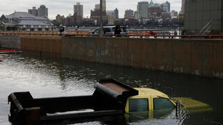 Flooding in lower Manhattan following Hurricane Sandy in October 2012