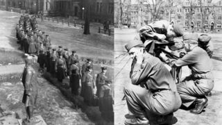 Military training and drilling instruction at Yale on Old Campus. (Photos: Yale University Library)