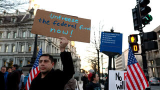 A rally near the White House on January 28, 2025.