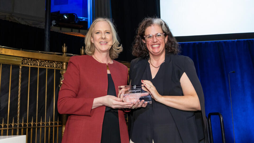 Becca M. Heller ’10 JD (right) with Dean Heather K. Gerken (left)