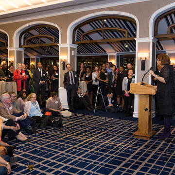 Elizabeth Alexander speaks to alumni at the Yale Club of New York, 2018.