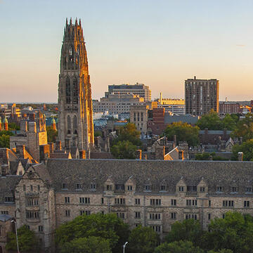 An aerial view of campus