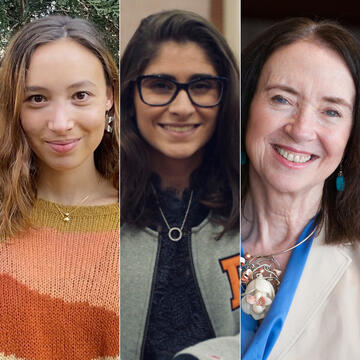 L to R: Nicky Brussel Faria ’21, Paola V. Figueroa-Delgado ’24 PhD, and Margaret Flinter ’80 MSN