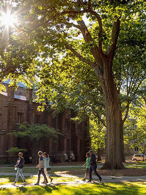 Students walk across Old Campus.